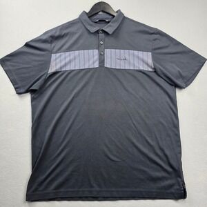 TravisMathew‎ Mens XL Charcoal Gray Striped Chest Performance Golf Polo Shirt